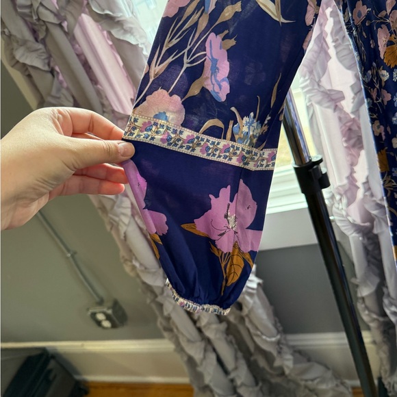 Bohemian Floral Long Sleeve Dress in Navy - Picture 4 of 6